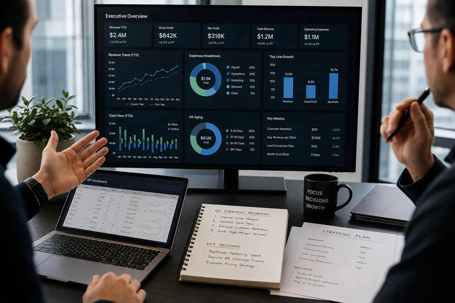 Executive dashboard review and strategic planning